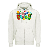 Oatmeal Heather autism coffee cups Zipper Hoodie - Zillion Design Studio