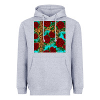 Heather Grey leopard roses seamless pattern Heavyweight Hoodie - HRA Design Shop