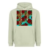 Matcha leopard roses seamless pattern Heavyweight Hoodie - HRA Design Shop