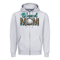 Heather Grey western blessed mom with volleyball Zipper Hoodie - texasbilliewilder