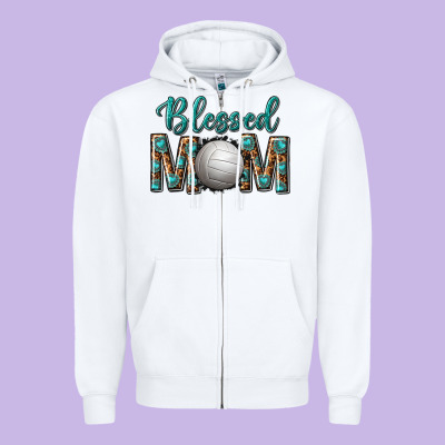 Western Blessed Mom With Volleyball Zipper Hoodie Designed By Texasbilliewilder