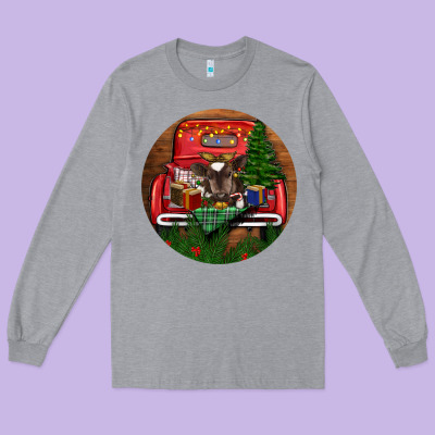 Long Sleeve Tee Baby Cow Christmas