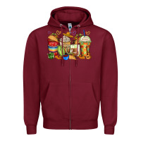 Burgundy tacos coffee cups Zipper Hoodie - Zillion Design Studio