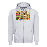 Heather Grey tacos coffee cups Zipper Hoodie - Zillion Design Studio