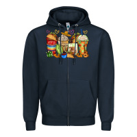 Navy tacos coffee cups Zipper Hoodie - Zillion Design Studio