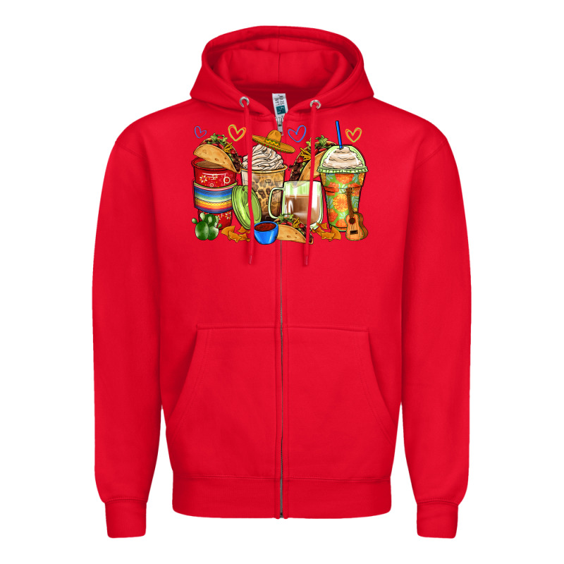 Tacos Coffee Cups Zipper Hoodie by Zillion Design Studio | Teevron