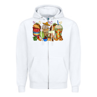 White tacos coffee cups Zipper Hoodie - Zillion Design Studio
