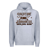 Heather Grey caffeine & kindness Premium Hoodie - MaliasSmallBusiness