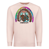 Pale Pink nurse life rainbow Premium Sweatshirt - JahusDesignShop