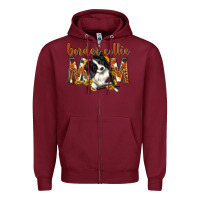 Burgundy western border collie mom Zipper Hoodie - texasbilliewilder