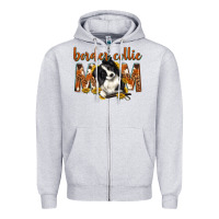 Heather Grey western border collie mom Zipper Hoodie - texasbilliewilder