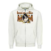 Oatmeal Heather western border collie mom Zipper Hoodie - texasbilliewilder