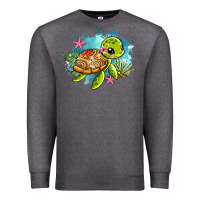 Charcoal Heather ocean with turtle Premium Sweatshirt - AdoDesignShop