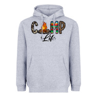 Heather Grey camp life Heavyweight Hoodie - CowhideDigitalArt