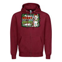 Burgundy merry and bright husky farm  background Zipper Hoodie - RanaPortraitStore