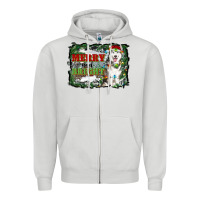 Dove Grey merry and bright husky farm  background Zipper Hoodie - RanaPortraitStore
