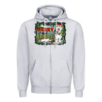 Heather Grey merry and bright husky farm  background Zipper Hoodie - RanaPortraitStore