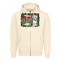 Sandshell merry and bright husky farm  background Zipper Hoodie - RanaPortraitStore
