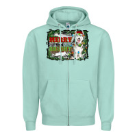 Seafoam merry and bright husky farm  background Zipper Hoodie - RanaPortraitStore