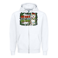 White merry and bright husky farm  background Zipper Hoodie - RanaPortraitStore