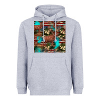 Heather Grey hunting deer american flag seamless pattern Heavyweight Hoodie - HRA Design Shop