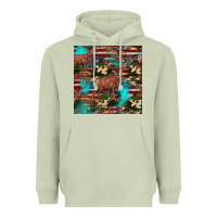 Matcha hunting deer american flag seamless pattern Heavyweight Hoodie - HRA Design Shop