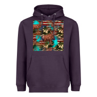 Plum hunting deer american flag seamless pattern Heavyweight Hoodie - HRA Design Shop