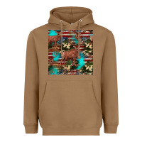 Toasted Coconut hunting deer american flag seamless pattern Heavyweight Hoodie - HRA Design Shop