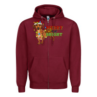 Burgundy merry and bright dachshund Zipper Hoodie - RanaPortraitStore
