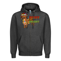 Charcoal Heather merry and bright dachshund Zipper Hoodie - RanaPortraitStore