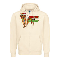 Sandshell merry and bright dachshund Zipper Hoodie - RanaPortraitStore