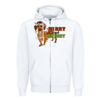 White merry and bright dachshund Zipper Hoodie - RanaPortraitStore