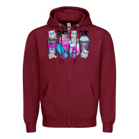 Burgundy hippopotamus coffee cups Zipper Hoodie - Zillion Design Studio