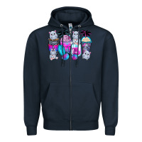 Navy hippopotamus coffee cups Zipper Hoodie - Zillion Design Studio