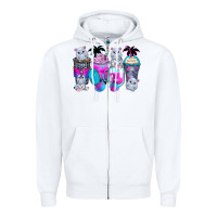 White hippopotamus coffee cups Zipper Hoodie - Zillion Design Studio