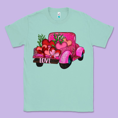 Classic Tee valentine's day heart cactus truck