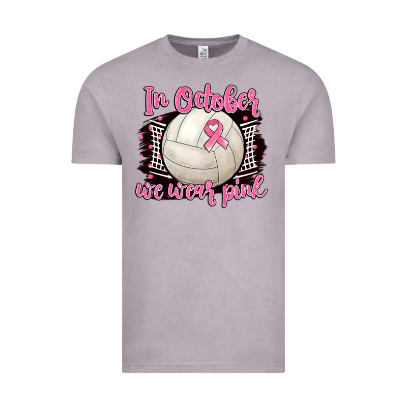In October We Wear Pink Volleyball Vintage Tee by BarkalooDesign | Teevron