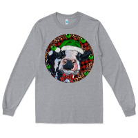 Heather Grey Baby Cow Christmas Long Sleeve Tee - RanaPortraitStore