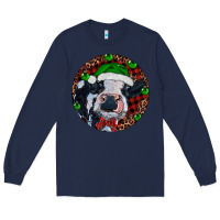 Navy Baby Cow Christmas Long Sleeve Tee - RanaPortraitStore
