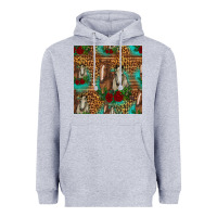 Heather Grey horses with roses seamless pattern Heavyweight Hoodie - HRA Design Shop