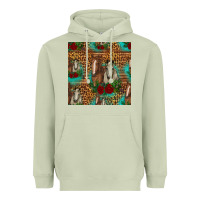 Matcha horses with roses seamless pattern Heavyweight Hoodie - HRA Design Shop