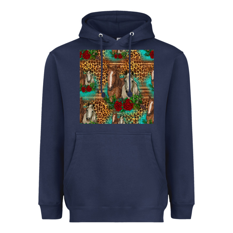 Horses With Roses Seamless Pattern Heavyweight Hoodie by HRA Design Shop | Teevron