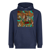 Navy horses with roses seamless pattern Heavyweight Hoodie - HRA Design Shop