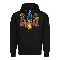 Black western collie mom Zipper Hoodie - texasbilliewilder