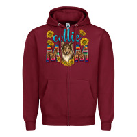 Burgundy western collie mom Zipper Hoodie - texasbilliewilder