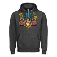 Charcoal Heather western collie mom Zipper Hoodie - texasbilliewilder