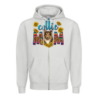 Dove Grey western collie mom Zipper Hoodie - texasbilliewilder