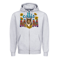 Heather Grey western collie mom Zipper Hoodie - texasbilliewilder