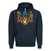Navy western collie mom Zipper Hoodie - texasbilliewilder