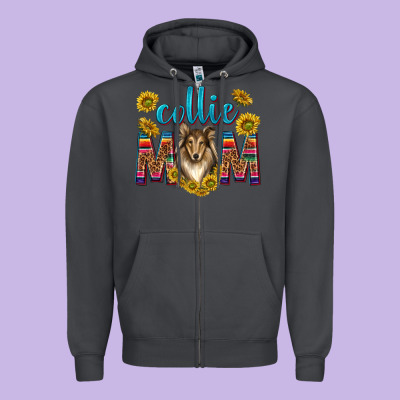 Western Collie Mom Zipper Hoodie Designed By Texasbilliewilder